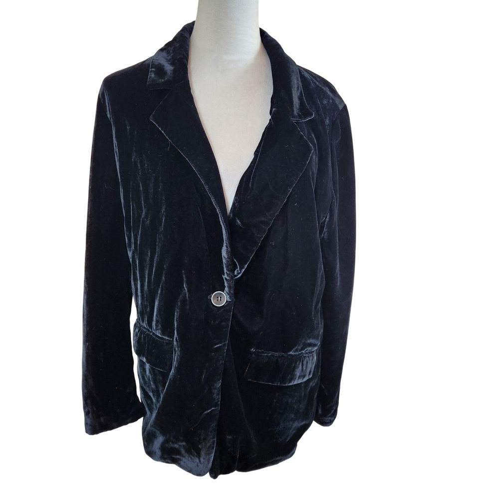 Chelsea 28 Black Velvet One Button Blazer Jacket Womens XL Oversized Goth Party